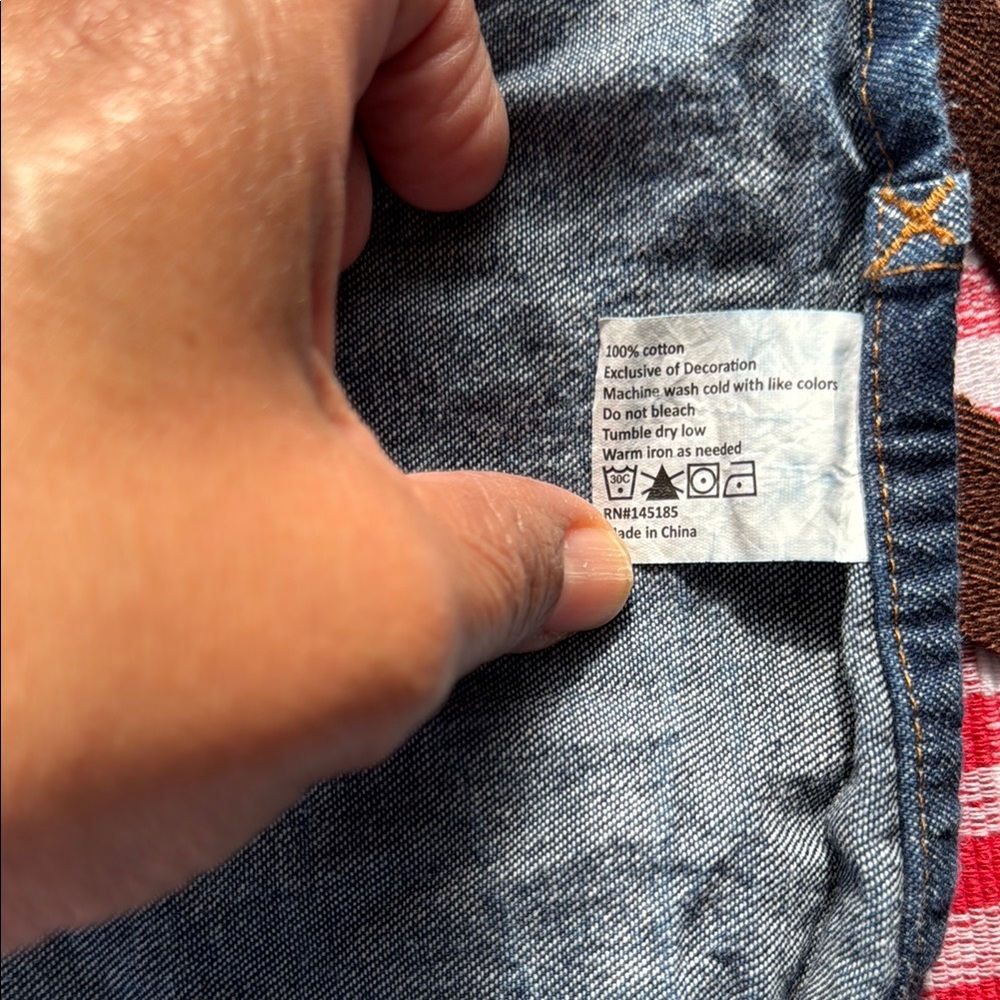 Denim Waist Apron with Brown Strap - Picture 7 of 7